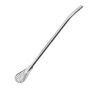 Stainless Steel Spoon Tea Filter Drinking Straw Bar Accessories (Silver)