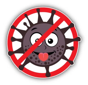 No Germ Virus Cartoon Vinyl Sticker Car Bumper Decal - ''SIZES" ID:9 - Picture 1 of 1