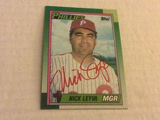 1990 Topps 489 Nick Leyva Phillies Autographed Auto Signed Card