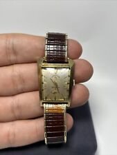 Vintage 1950s Lord Elgin 713 21j Shockmaster 14k GF Asymmetrical Case Wristwatch