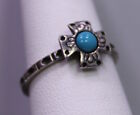 Size 6.25 ~ Vintage Signed $ Sterling Silver & Turquoise Southwestern Cross Ring
