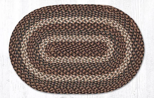 Tapete de área oval trançado de juta. Tapetes de terra. TAN, CINZA 2 Tamanhos--20" X 30" & 27" X 45" - Imagem 1 de 1