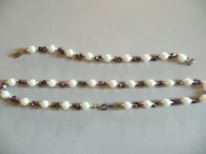 collier + bracelet vintage en fausses perles et perles de grenat - Imagen 1 de 4