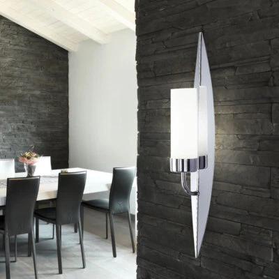 Applique Luce Lampadario Camera Letto Corridoio Metallo Cromo Argento Bianco E27 - Immagine 1 di 4