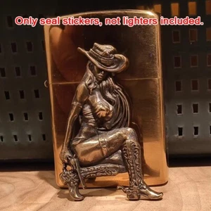 1 pieza. Pegatina de latón vaquero mujer tirador sello para ZIPPO - Imagen 1 de 3