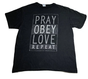 Delta Pro Weight T Shirt Adult XL Black Pray Obey Love Repeat Graphic  - Picture 1 of 9