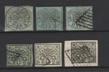FRANCOBOLLI - 1852/57 STATO PONTIFICIO 1+2 BAJ LOTTO 6 VALORI USATI E/578