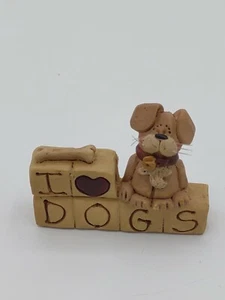 Suzi Skoglund I Love Dogs Resin Figure Primitive Country Deco Gift Heart - Picture 1 of 3