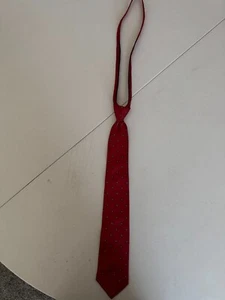 Silk Tie Necktie Zipper Tie Pre Tied Red Pattern 20" Knot to Tip - Picture 1 of 2