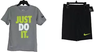 Nike Boy's 2 Piece Set "JUST DO IT" T-Shirt & Short Gray & Black Size: 6 NWT $36 - Picture 1 of 8