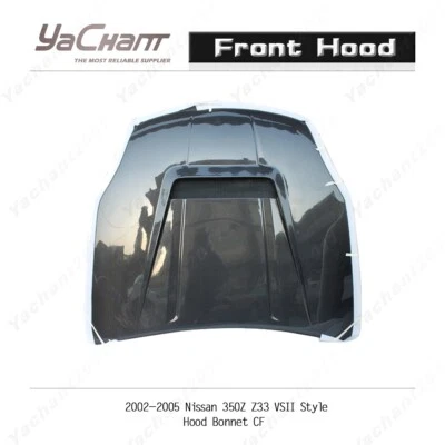 Carbon Front Hood Engine Kit For 02-05 Nissan 350Z Z33 VSII Style Bonnet Cover - Image 1 of 4