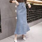 Lady Denim Long Skirt High Waist Bodycon Maxi Fishtail Jeans Elegant Skirts Slim