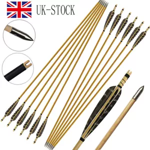 12PCS Archery 31" Wooden Arrows Turkey Feathers Hunting for Recurve Bow Longbow - Picture 1 of 17
