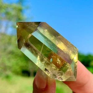 Varita de obelisco torre doble punto cristal cuarzo citrino natural 41G curación - Imagen 1 de 24