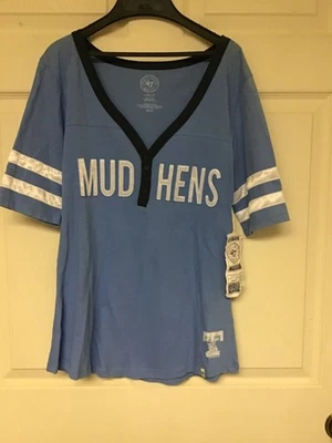 Mujer Toledo Marro Gallinas Béisbol Manga Corta Camisa NUEVA con Etiquetas Talla Grande Foto 1 de 3