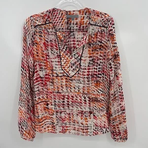 CLASSIQUES ENTIER Silk Blouse Women's Size M Long Sleeve V-Neck Pullover Shirt - Picture 1 of 6