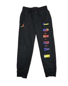 Air Jordan Sweatpants Black Boys Size Medium 10/12 24x24 - Picture 1 of 5