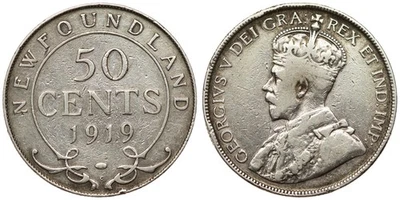Newfoundland - 50 Cents 1919 - King George V, silver - Image 1 of 3
