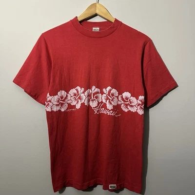 Винтажная футболка 70-х Crazy Shirt Hawaii одинарный шов взрослый размер средний красный - Изображение 1 из 4