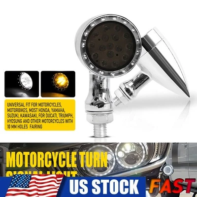 For Yamaha V Star 250 650 950 1100 Chrome LED Blinker Turn Signals Running Light - Image 1 of 4