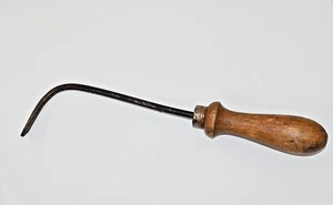 Vintage gebogene Schreiber-/Kratzahle – 11 Zoll lang – Holzgriff – altes Handwerkzeug - Bild 1 von 4