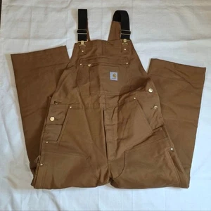 Carhartt Brown Duck Quilt Lined Bib Overalls Never Worn! Size Medium Short - Picture 1 of 8