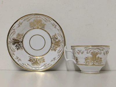 Charles Bourne Pattern 351 Cup & Saucer, Neoclassical Relief Molded & Gilded - image 1 of 4