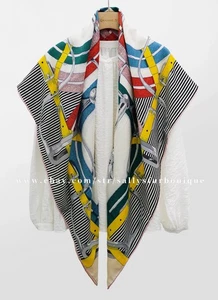 Sallys 70% Cashmere & 30% Silk Wrap Scarf Belt Print Double Face Stole Shawl 53" - Picture 1 of 21