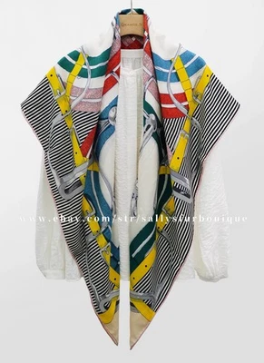 Sallys 70% Cashmere & 30% Silk Wrap Scarf Belt Print Double Face Stole Shawl 53" - Image 1 of 4