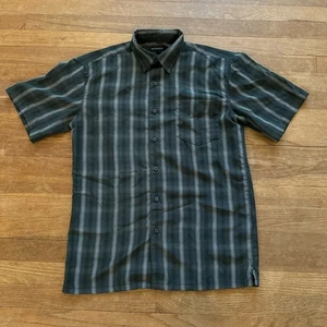 George short sleeve gray green button-down shirt size small S b31 - Picture 1 of 4