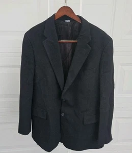 Men’s Bill Blass Sport Coat 100% Camel Hair Black Blazer 46L Jacket Soft - Picture 1 of 12