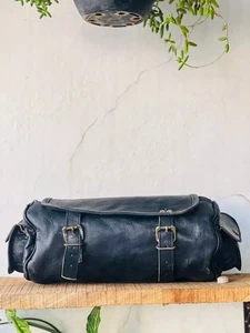 Bag Motorcycle Vintage Buckle Closure Genuine Best New Goat Leather Saddel New - Picture 1 of 7