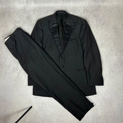 Traje de Esmoquin Negro Z Zegna City Para Hombre Lana Talla 54R Chaqueta y Pantalones Defectos Foto 1 de 4