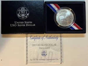 1991 D United Service Organization Silver Dollar Commemorative - Picture 1 of 1
