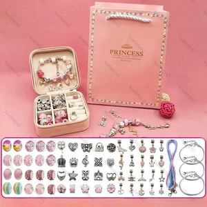 Girls Bracelet Making Kit Beads Jewellery Charms Pendant Set DIY Craft Gift =/ - Picture 1 of 12