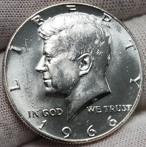 1966 Kennedy 40% argento mezzo dollaro - non circolato GEM BU da OBW - JFK-66bu1 - Foto 1 di 6