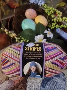Lion Brand Yarn-Magic Stripes-Jelly Bean Stripes-Self Striping-1 Ball - Picture 1 of 4