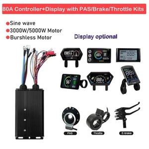 E-Bike 48V 72V 80A Controller + LCD-Display mit PAS-Bremsensets für 3000W/5000W Motor - Bild 1 von 36