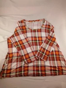 Women's Cato Orange White Plaid Pull Over Top Size 18/20W Plus Sized - Picture 1 of 3