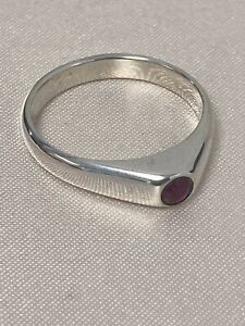 Silver & Ruby Medieval Stirrup Ring Handmade Copy Size P 3.7 grams    G881 J12