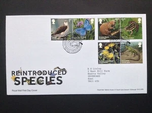 GB 2018 Reintroduced Species Set on First Day Cover Typed Address Tallents House - Picture 1 of 2