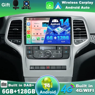 4G DAB+ Für Jeep Grand Cherokee 2008~2013 ANDROID14 AUTORADIO CAR PLAY QLED 128G - Bild 1 von 4