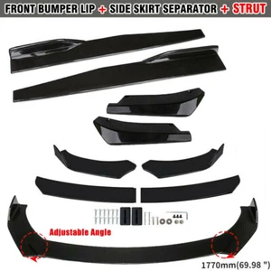 8PCS Glossy Black Front Bumper Spoiler Body Kit / Side Skirt /Rear Lip Universal - Picture 1 of 14