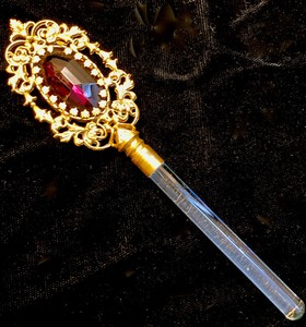 VINTAGE JEWELED GLASS DAUBER FOR PERFUME BOTTLE FILIGREE