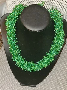 SEIL SAMEN PERLE ZWEIG WASSERFALL STATEMENT HALSKETTE grün SAMEN PERLE  - Bild 1 von 5