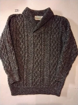 Suéter Aran Crafts tejido con cable para mujer grande 100 % lana merino chal cuello oscuro... Foto 1 de 4