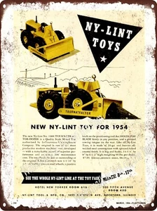 1954 NyLint Ny-Lint Toy Tournatractor Tor-Dozer Dozer Metal Sign 9x12" A823 - Picture 1 of 1