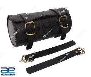 Universal Fork Bag For Harley Tool Roll Round Motorcycle Saddlebag Handlebar NEW - Bild 1 von 12