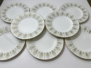 WEDGWOOD MEDINA GRÜN Salatteller Knochen China Goldrand 8"" 9er Set - Bild 1 von 8