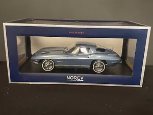 Norev 1/18 1963 Chevrolet Corvette Sting Ray Split-Window Light Blue - Picture 1 of 8